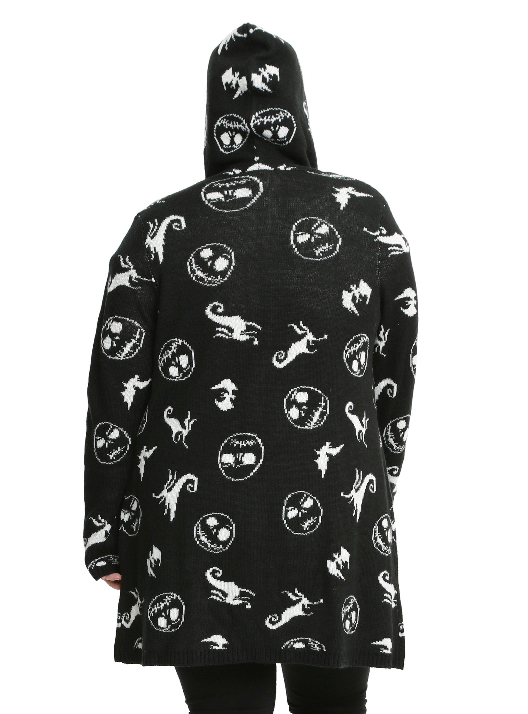 The Nightmare Before Christmas Jack & Zero Hooded Girls Flyaway Cardigan Plus Size, , alternate