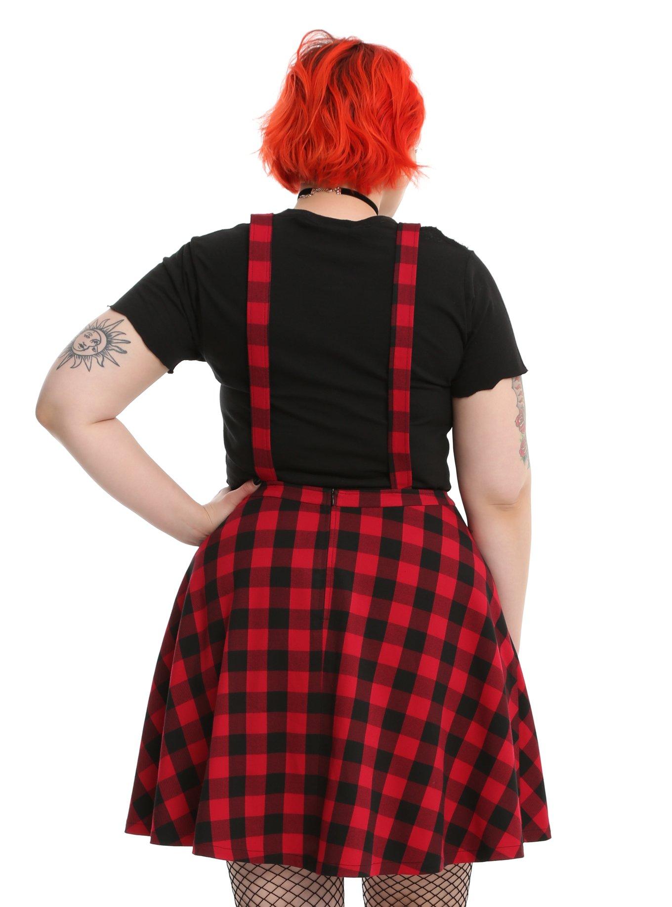 Plaid Overall Dress Plus Size, , alternate