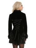 Black Velvet Lace Up Ruffle Bodice Girls Jacket, , alternate