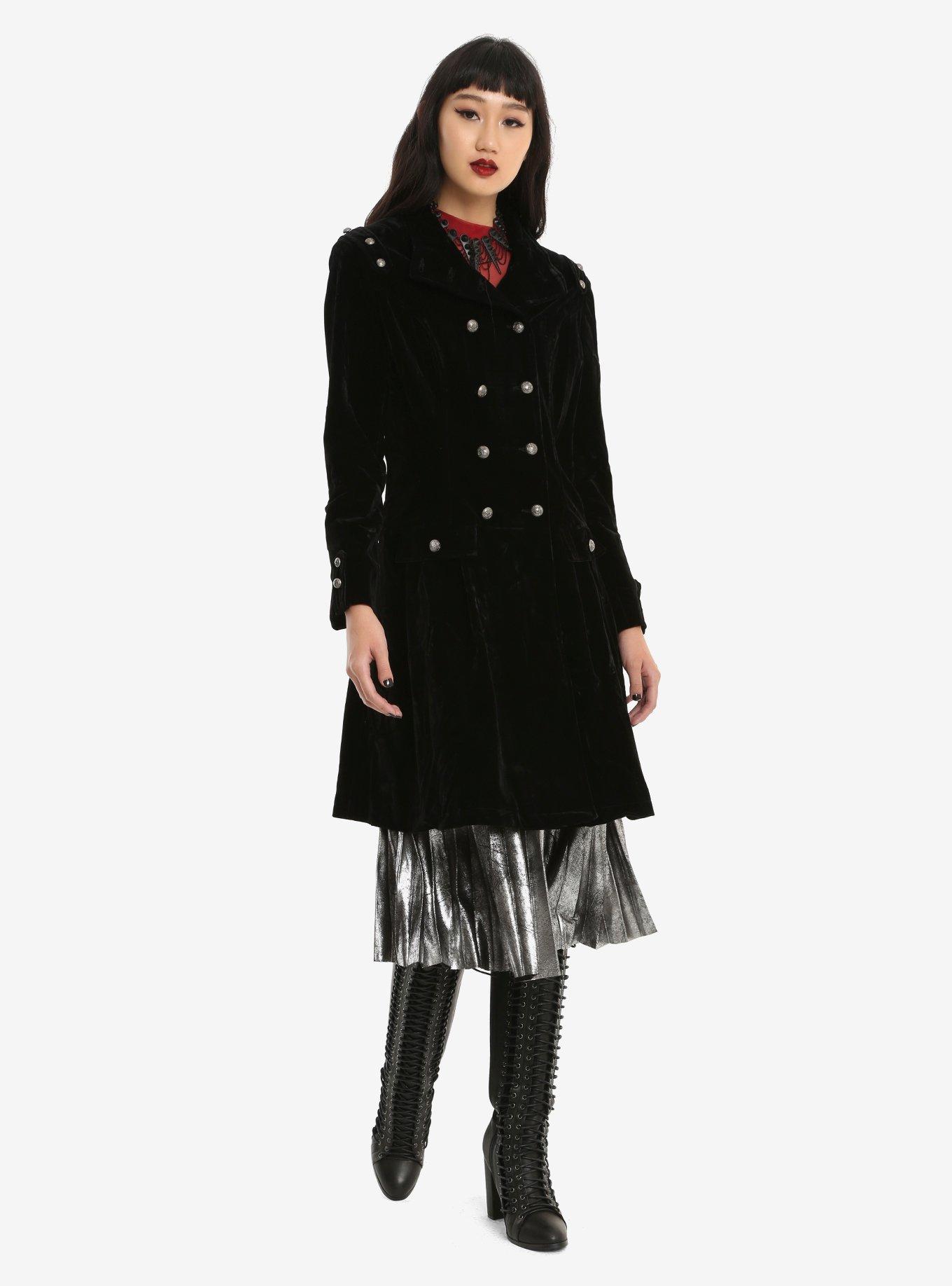 Black Velvet Trench Coat, , alternate