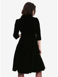 Black Half-Sleeve Fit & Flare Velvet Dress, , alternate