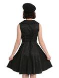 Black Brocade Lace-Up Back Fit & Flare Dress, , alternate