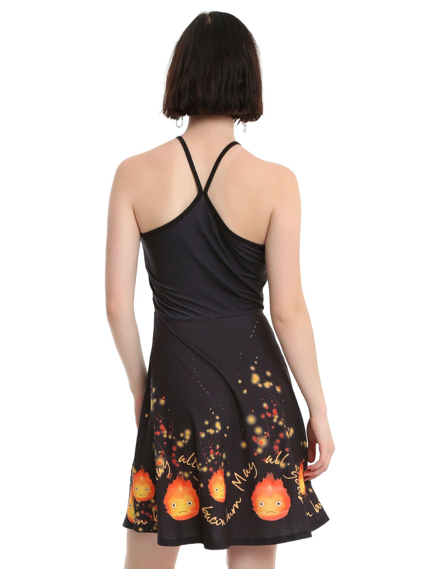 Studio Ghibli Howl's Moving Castle Calcifer May Your Bacon Burn Strap Skater Dress, , alternate