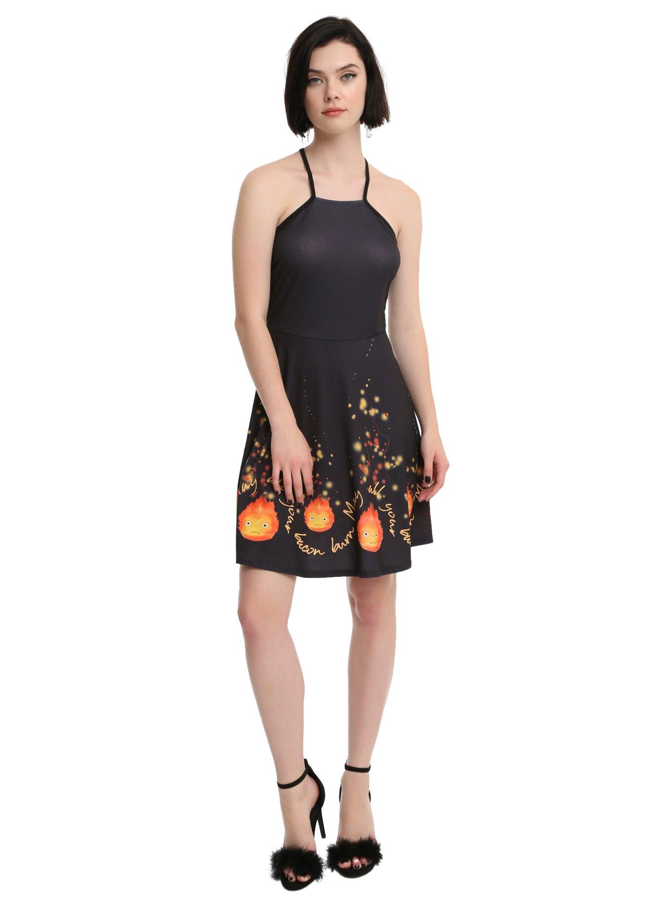 Studio Ghibli Howl's Moving Castle Calcifer May Your Bacon Burn Strap Skater Dress, , alternate