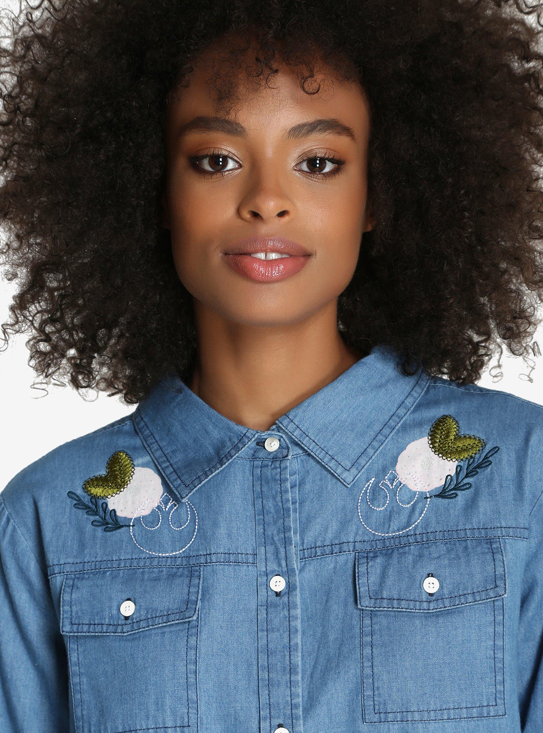 Star Wars R2-D2 Embroidery Womens Chambray Button-Up, , alternate