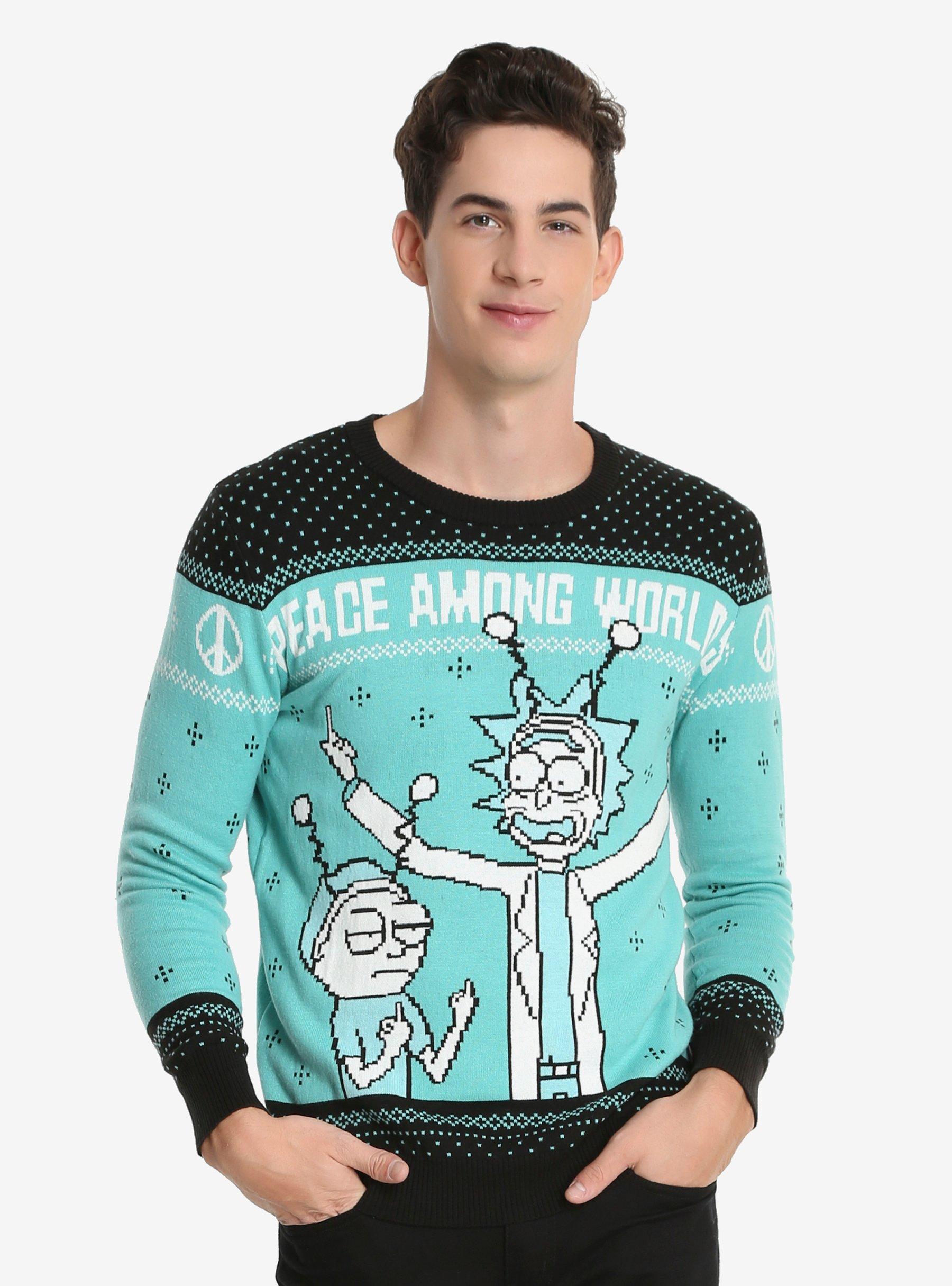 Rick And Morty World Peace Ugly Holiday Sweater, , alternate