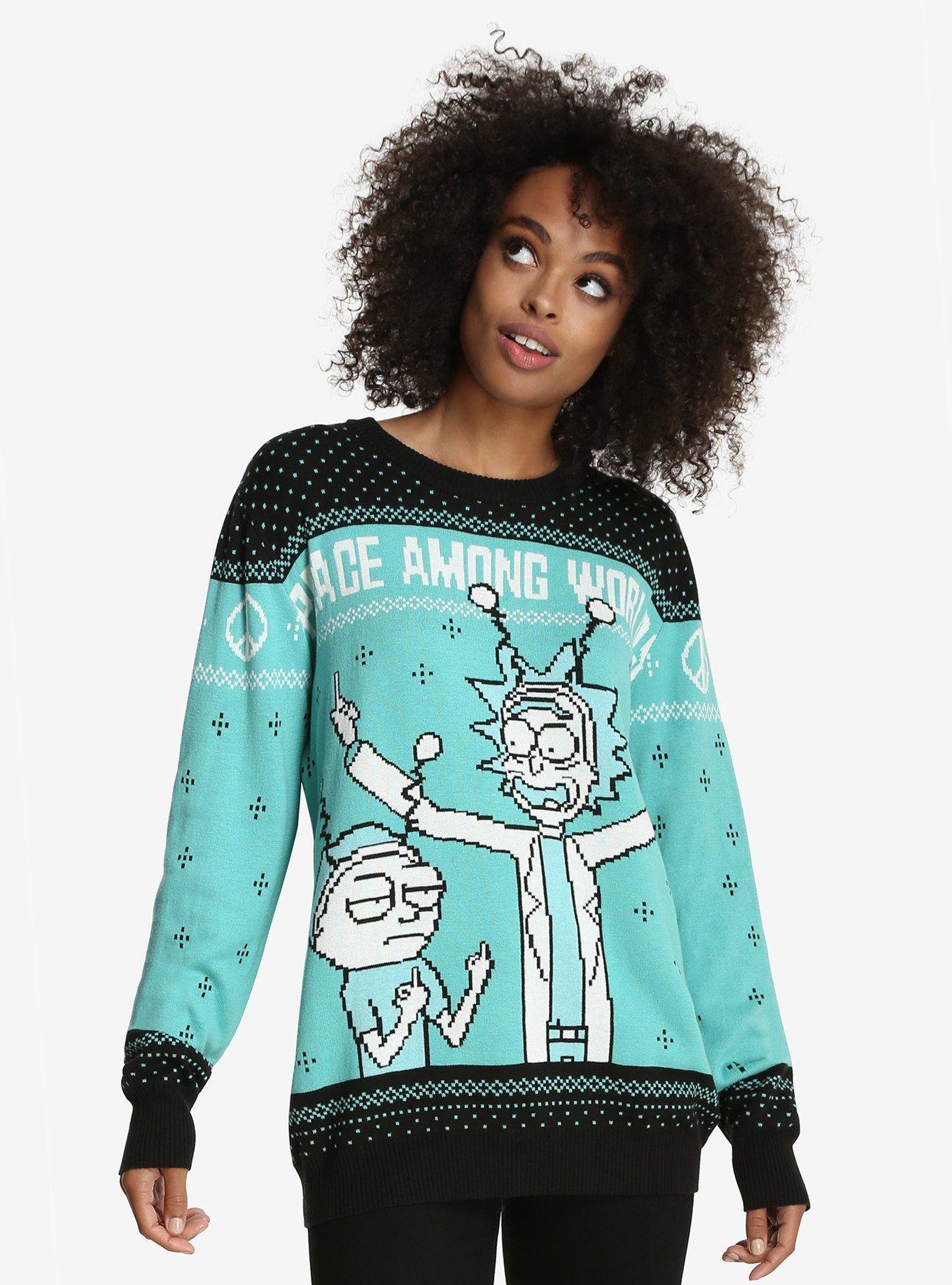Rick And Morty World Peace Ugly Holiday Sweater, , alternate