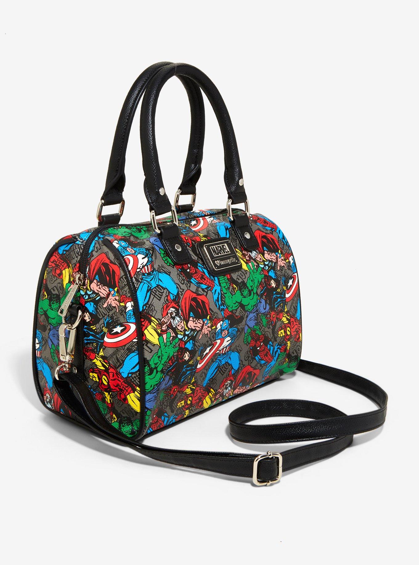Loungefly Marvel Avengers Tossed Character Print Barrel Bag, , alternate