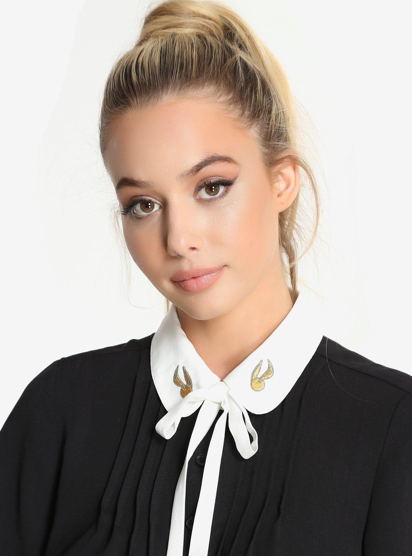 Harry Potter Golden Snitch Tie Womens Blouse - BoxLunch Exclusive, , alternate