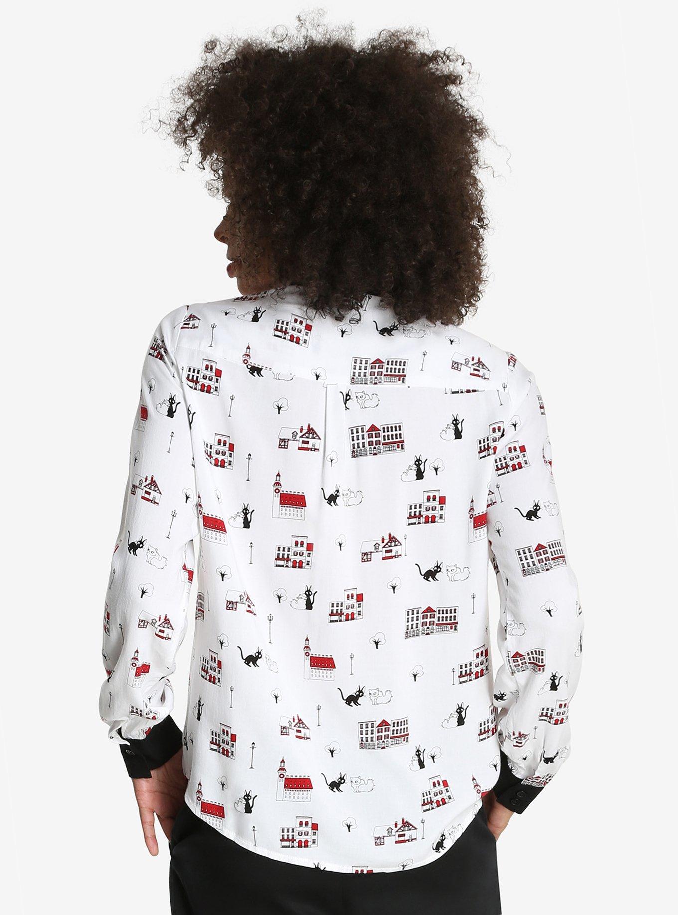 Her Universe Studio Ghibli Kiki's Delivery Service Jiji & Lily Town Pattern Blouse - BoxLunch Exclusive, , alternate