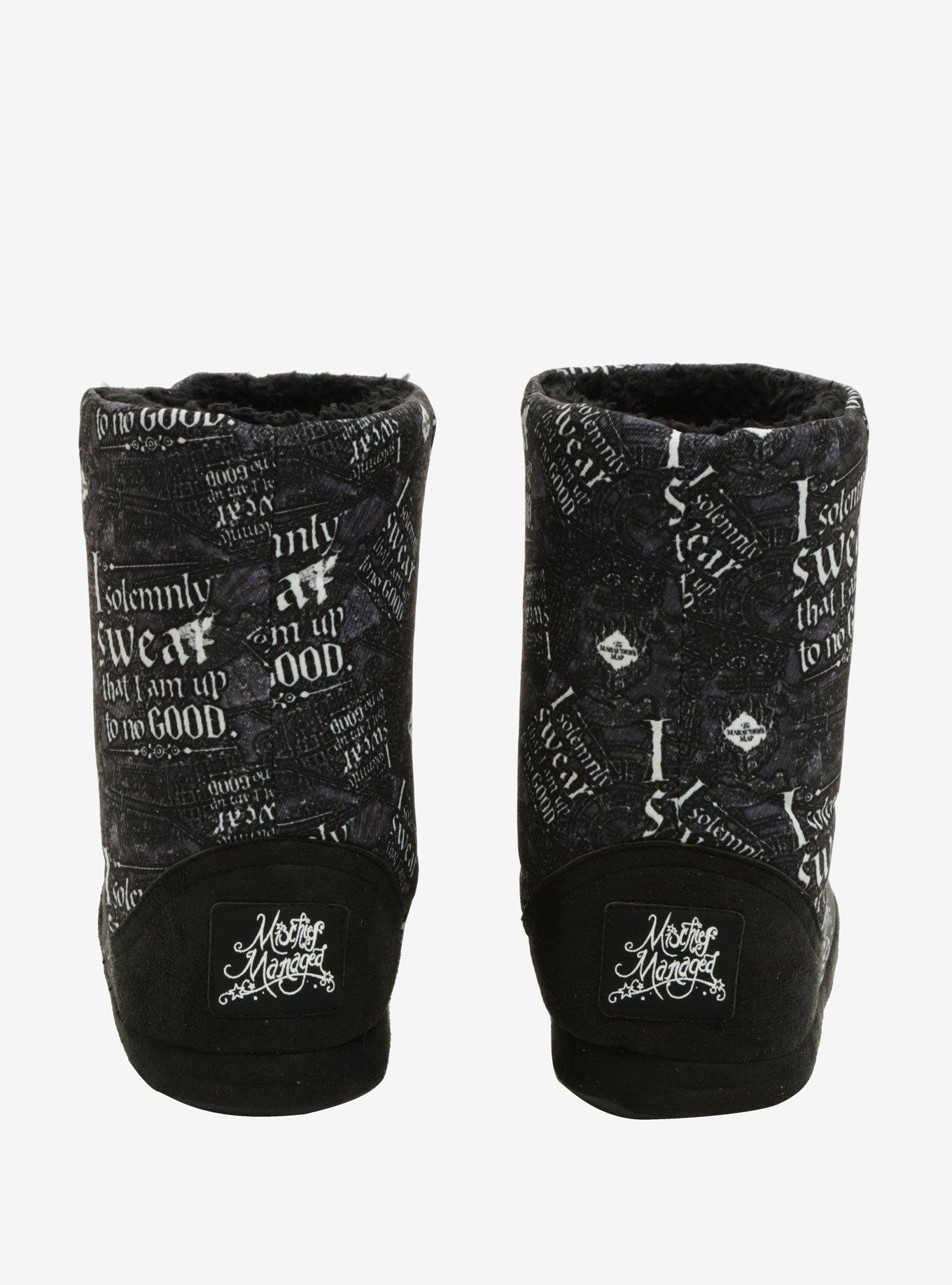 Harry Potter Black Marauders Map Slipper Boots, , alternate