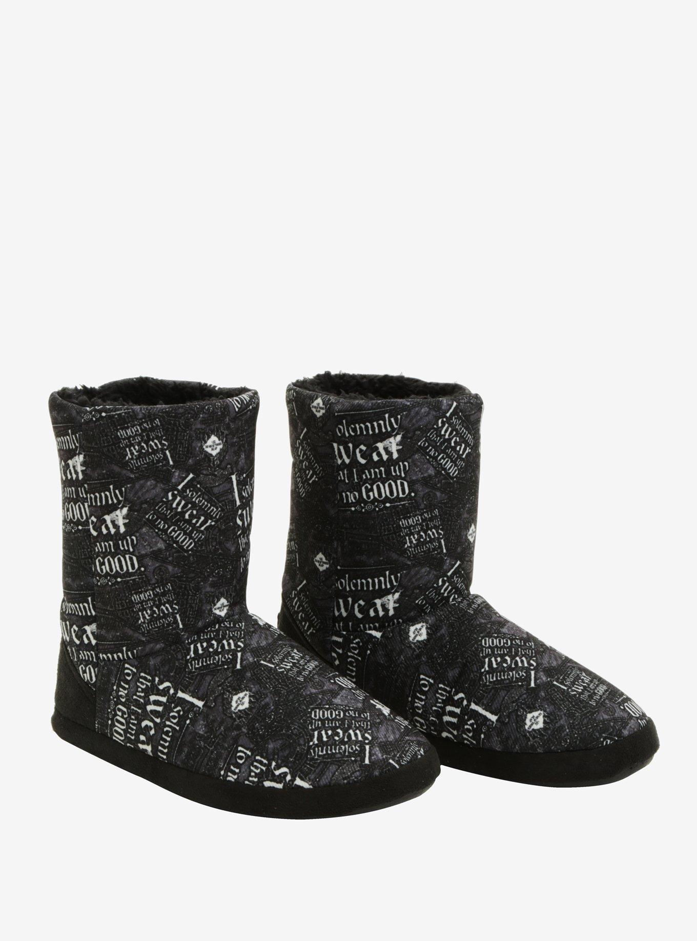 Harry Potter Black Marauders Map Slipper Boots, , alternate