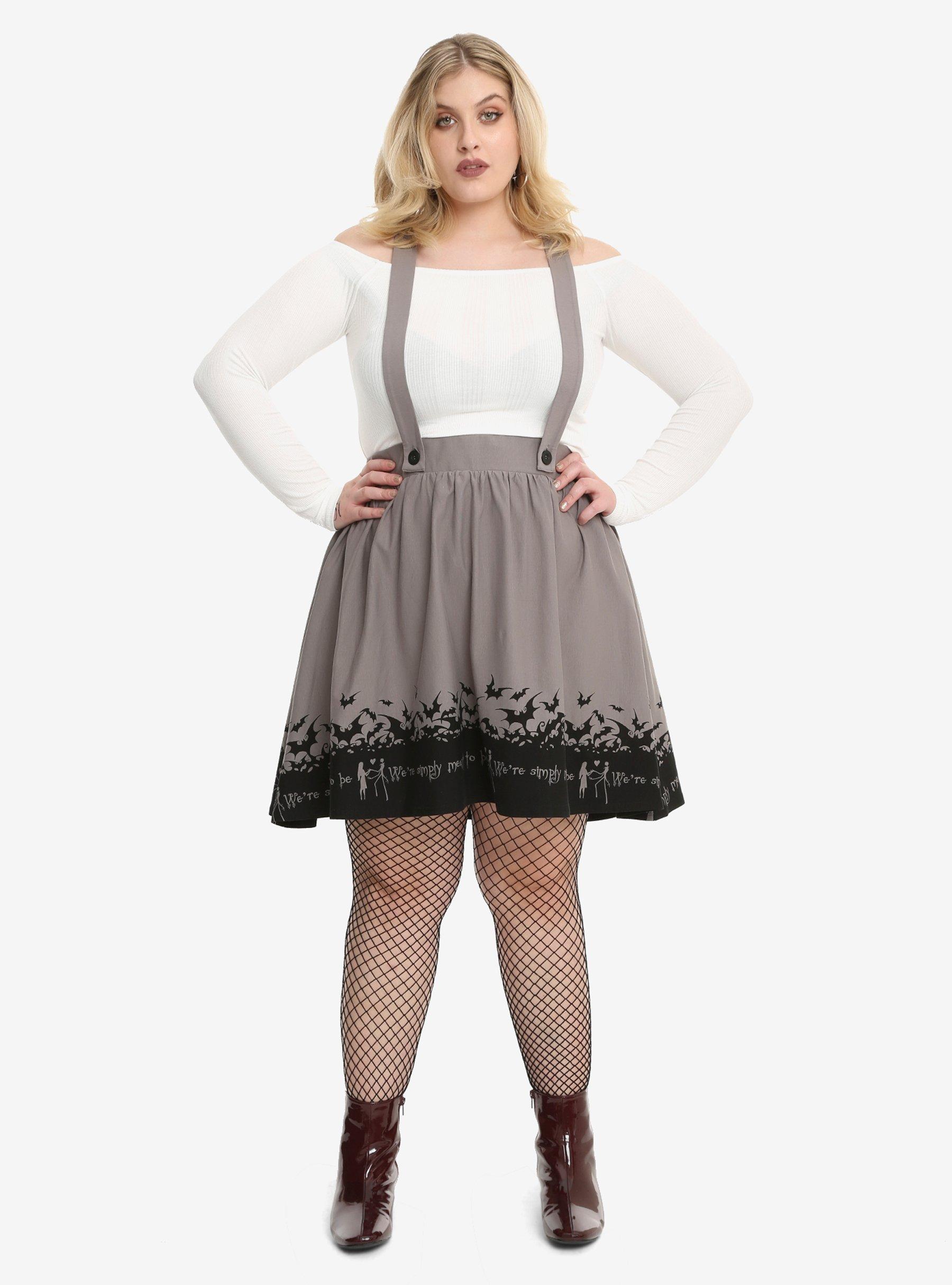 The Nightmare Before Christmas Simply Meant To Be Suspender Skirt Plus Size, GREY, alternate