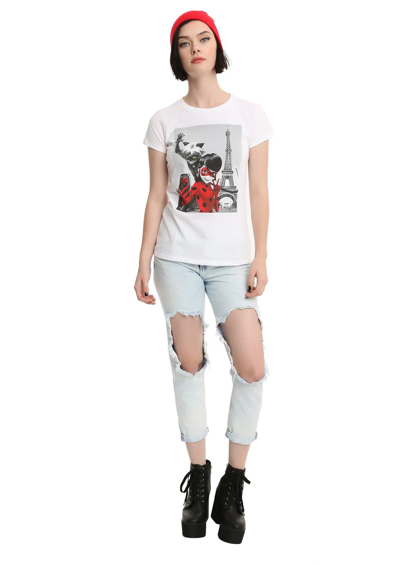 Miraculous: Tales of Ladybug & Cat Noir Eiffel Tower Selfie Ladybug & Cat Noir Photo Girls T-Shirt, , alternate