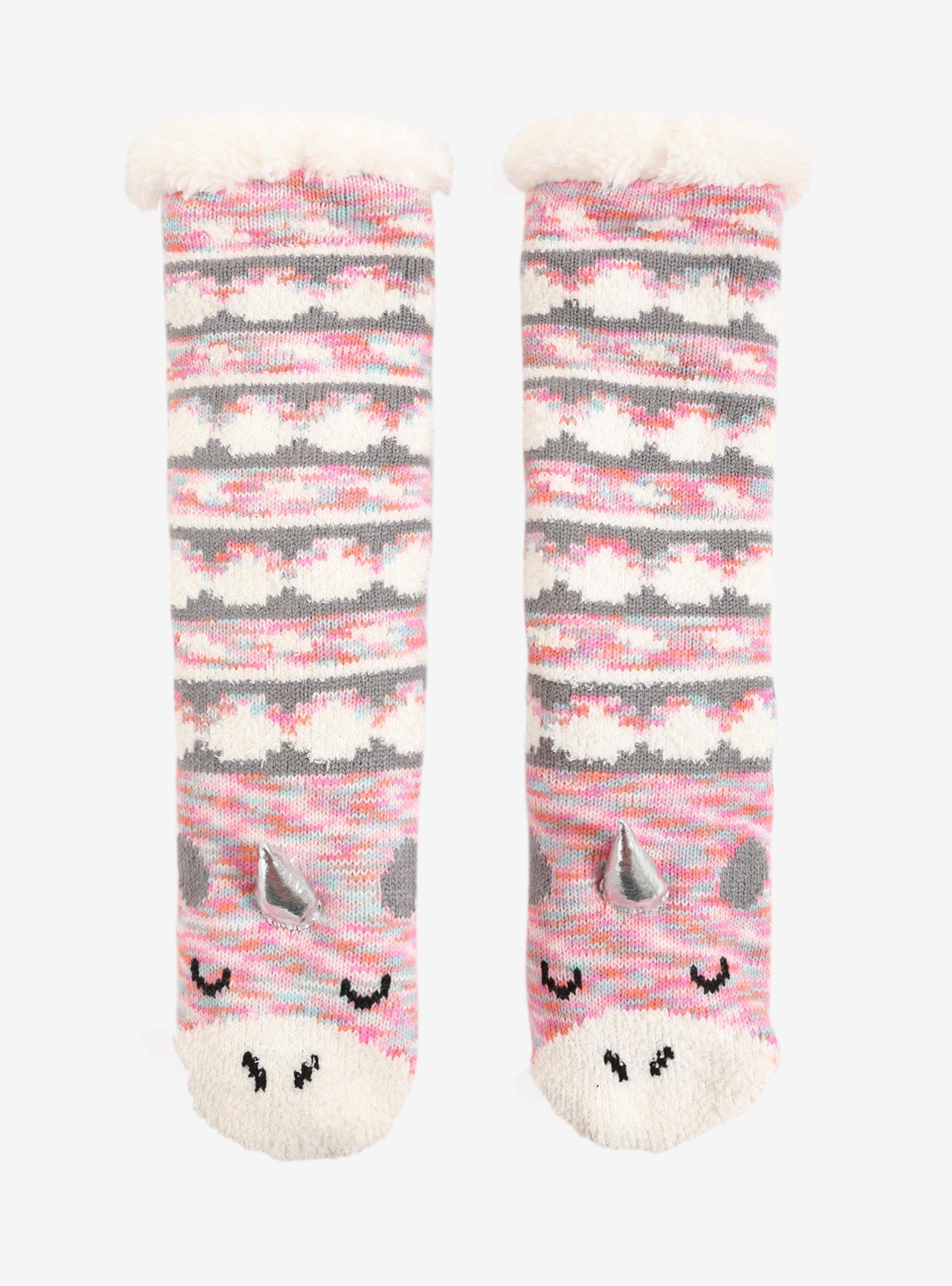 Pink Unicorn Crew No-Slip Slippers, , alternate