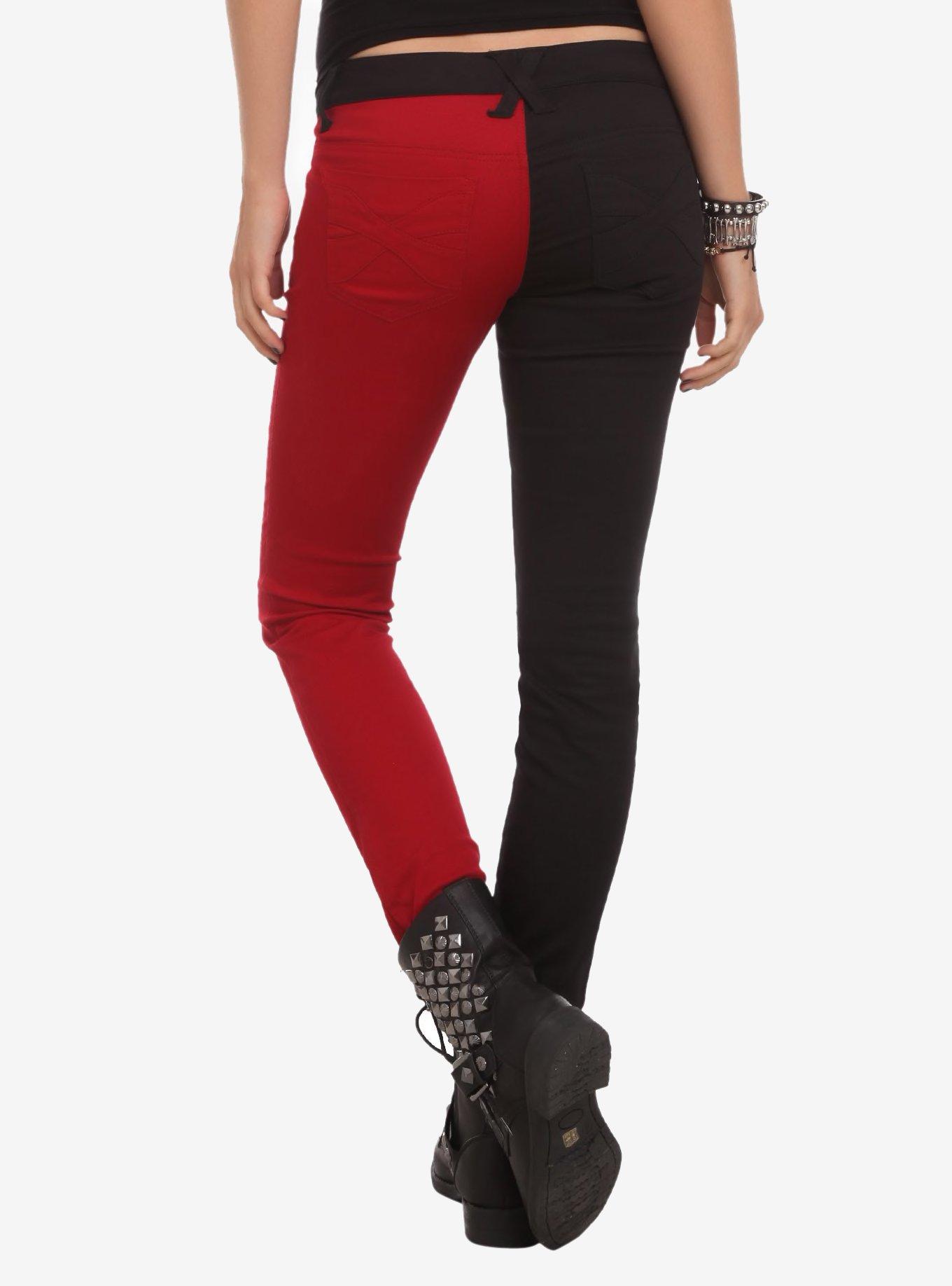 Tripp Red & Black Split Leg Skinny Jeans, , alternate