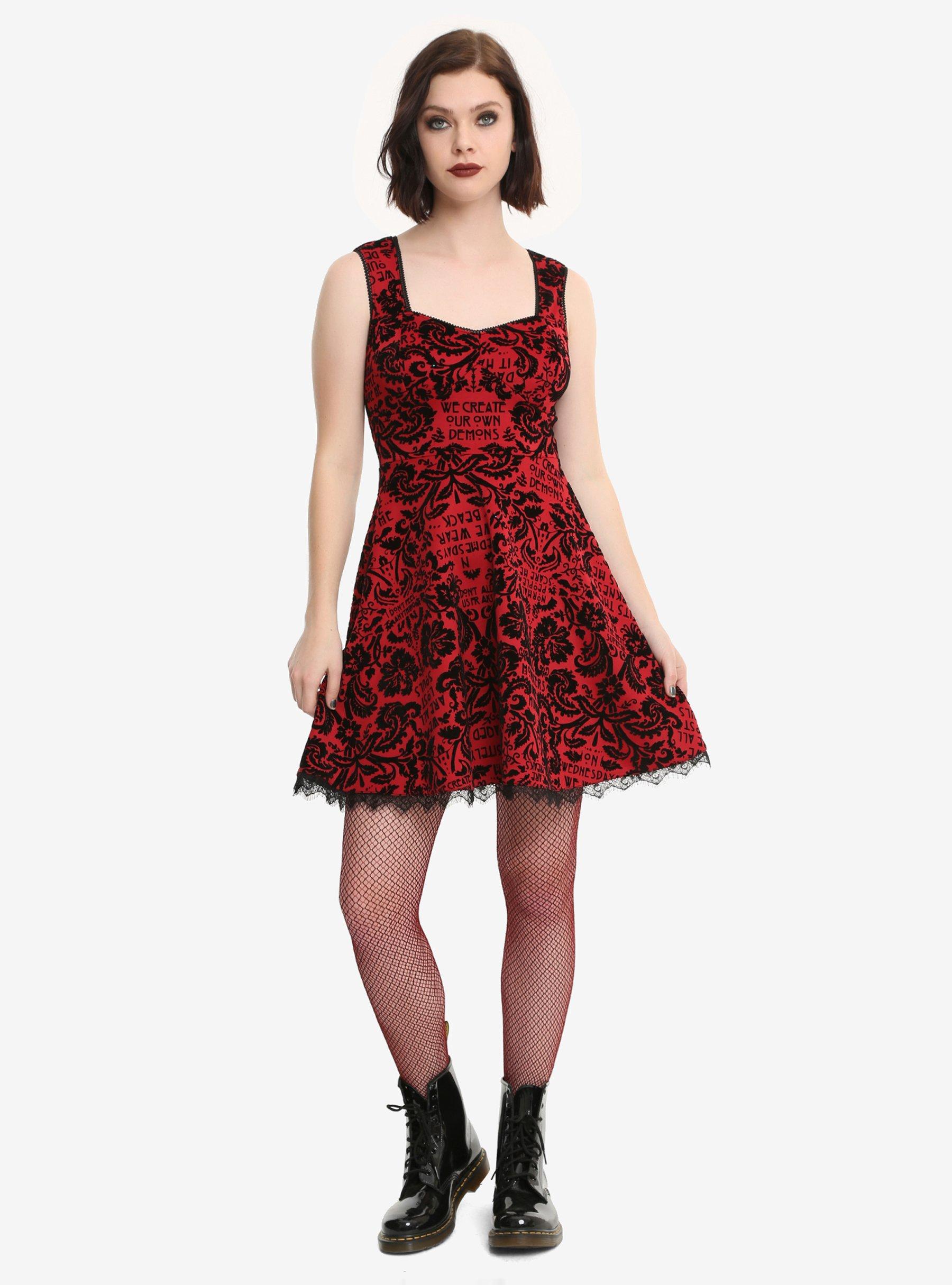 American Horror Story Flocked Damask Dress, , alternate