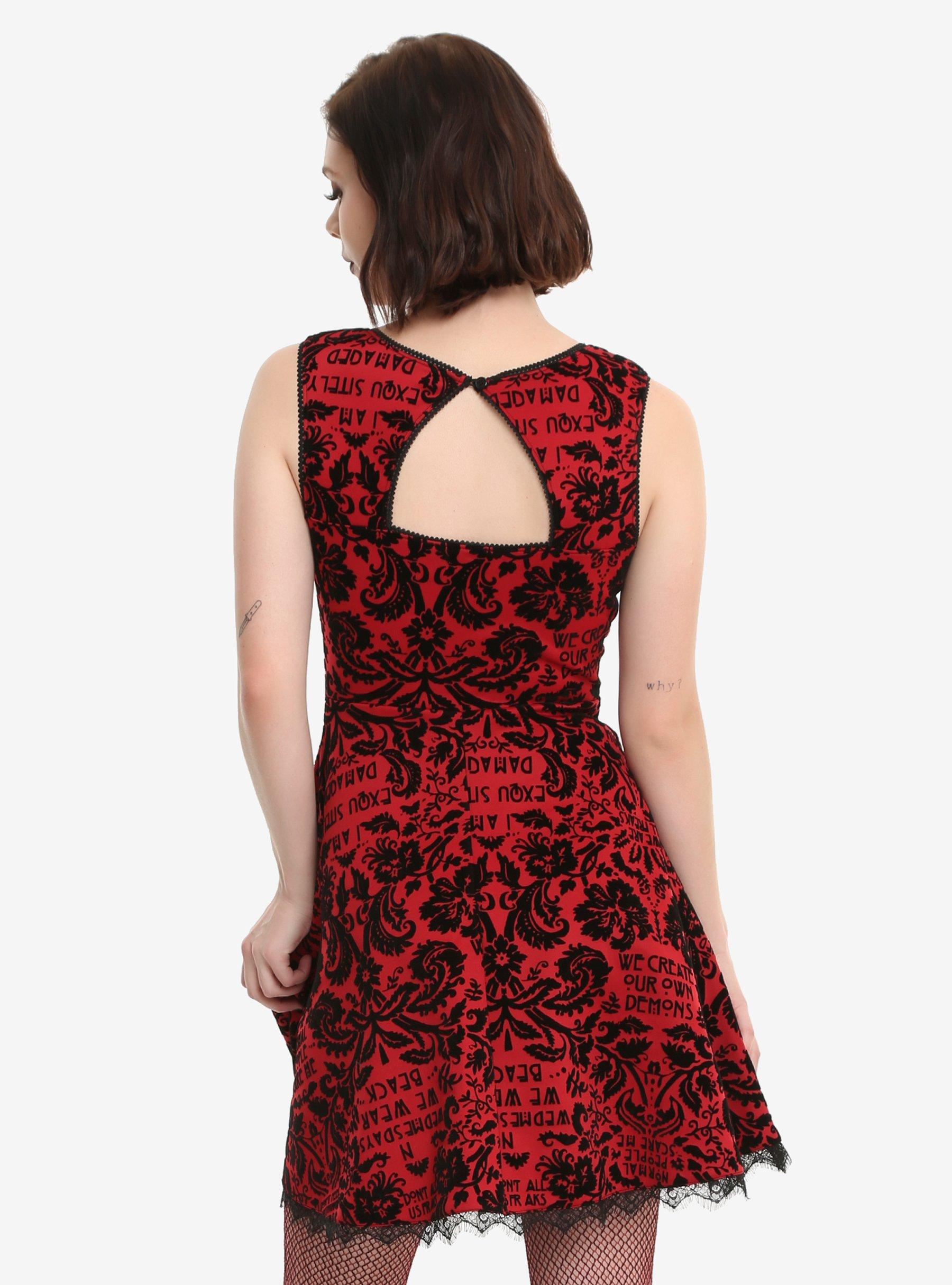 American Horror Story Flocked Damask Dress, , alternate