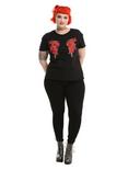 Black Embroidered Rose Girls Top Plus Size, , alternate