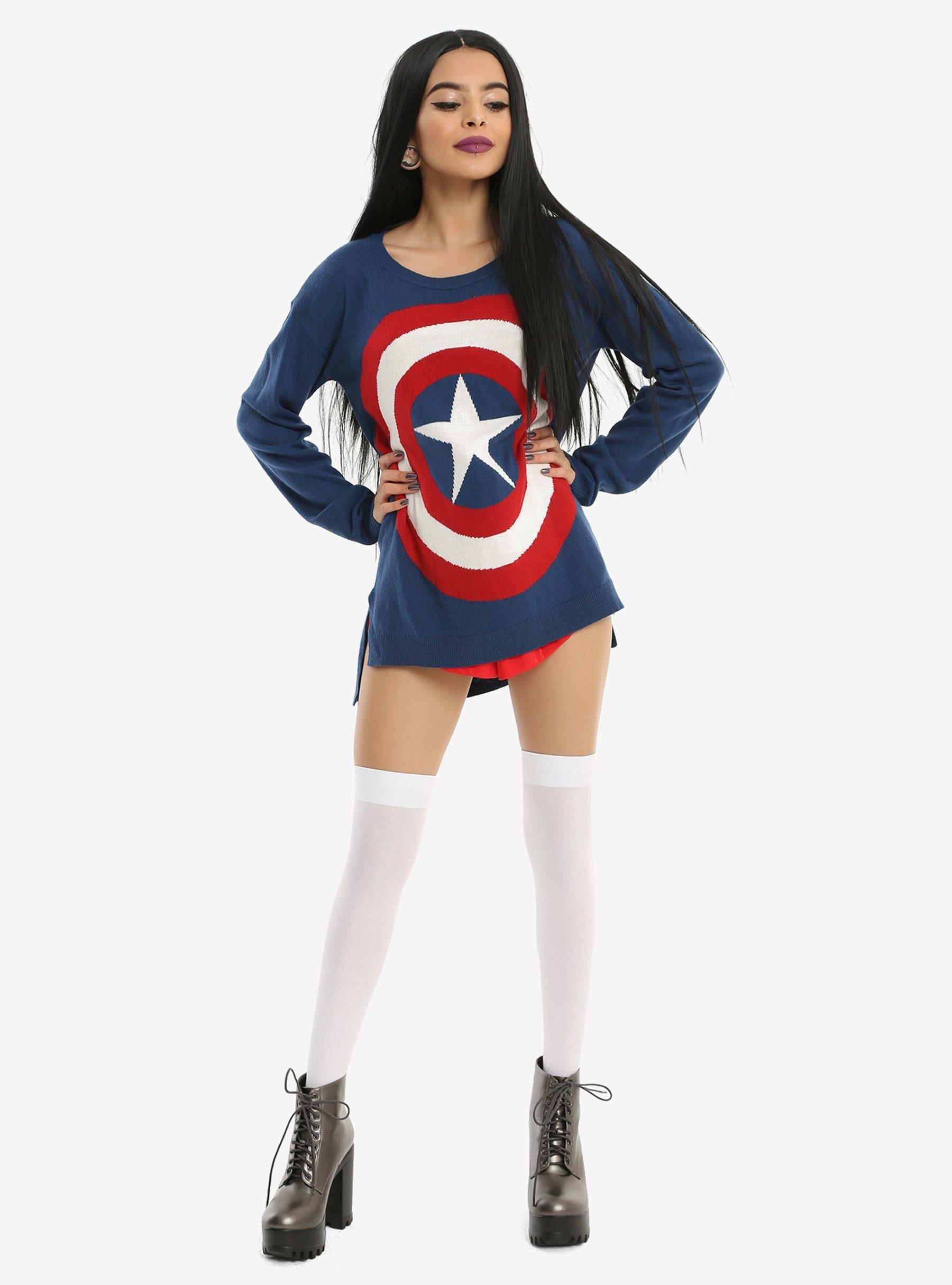 Her Universe Marvel Captain America Shield Girls Sweater, , alternate
