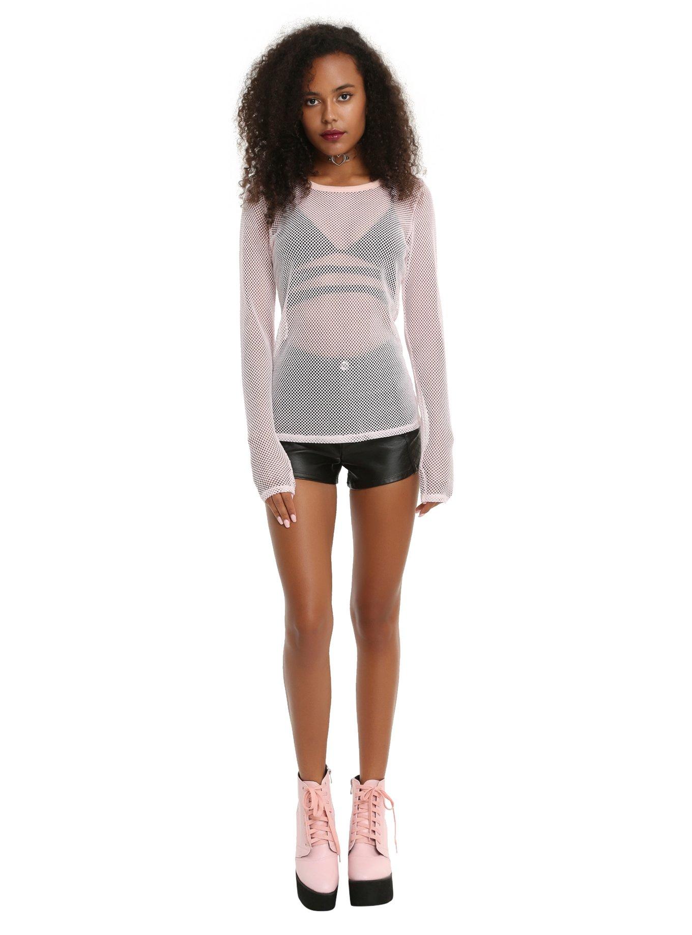Pink Fishnet Girls Top, , alternate