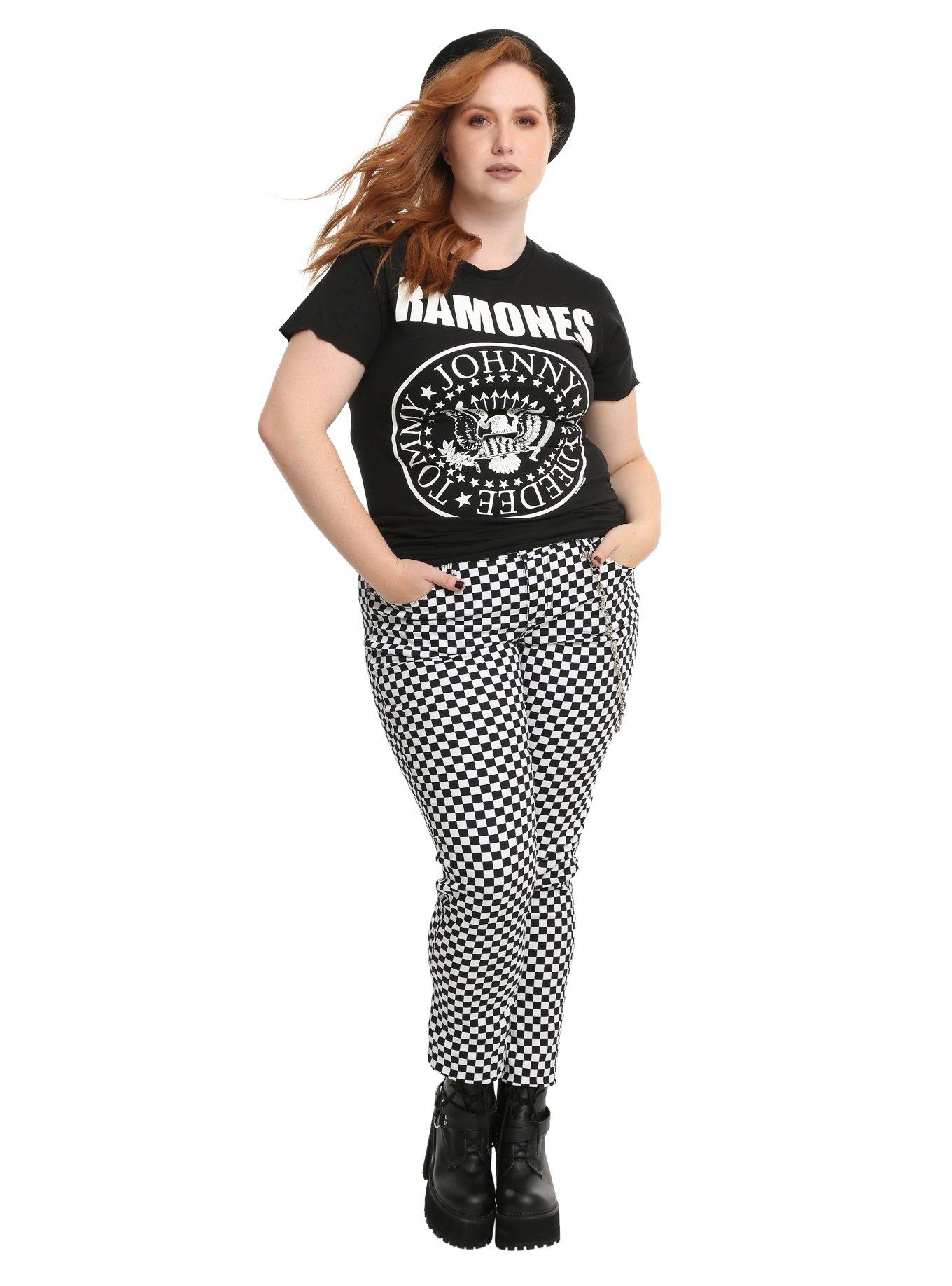 Tripp Black & White Checkered Skinny Jeans Plus Size, , alternate