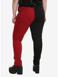 Tripp Red & Black Split Leg Skinny Jeans Plus Size, , alternate