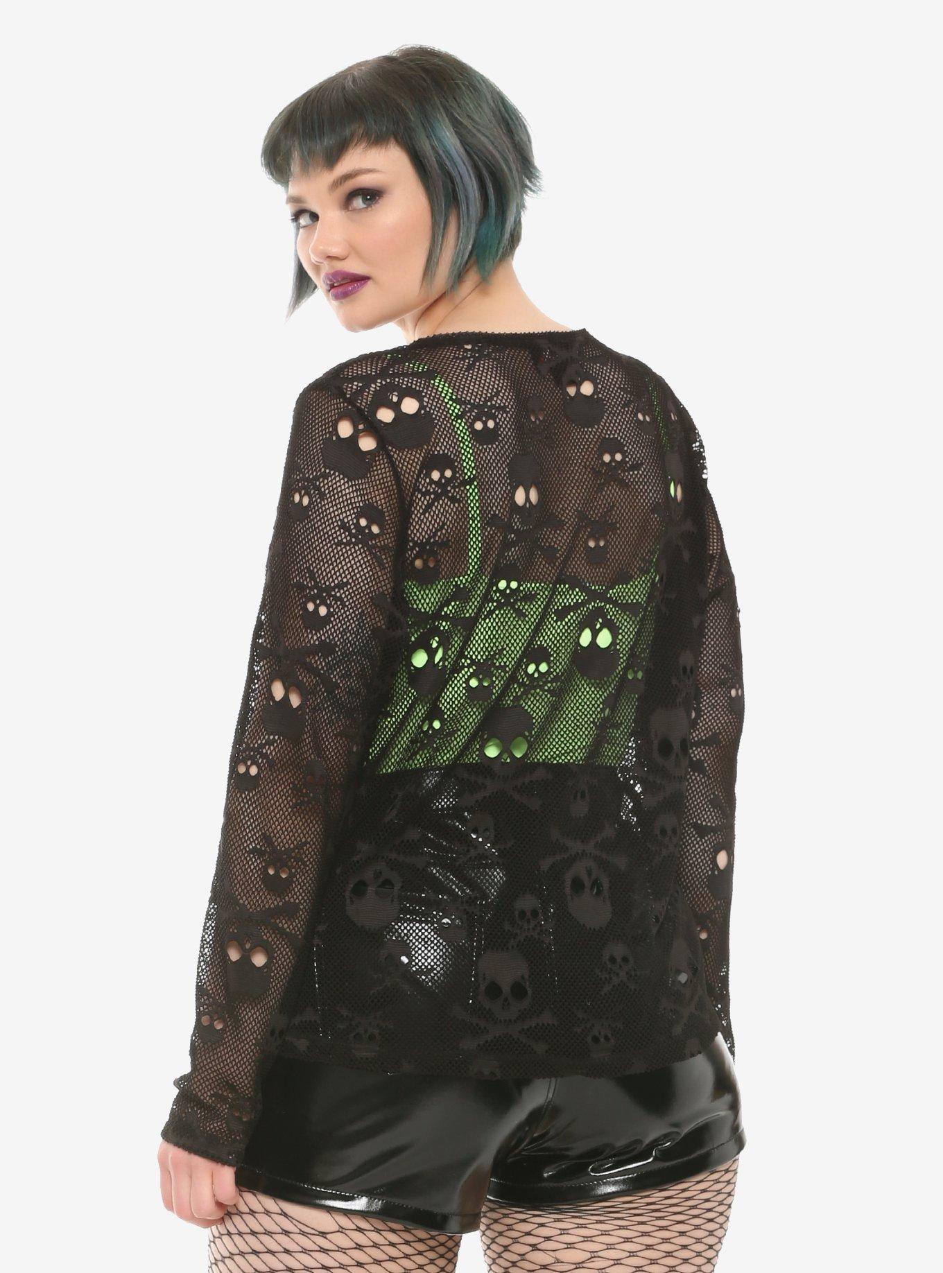 Royal Bones By Tripp Skull Mesh Top Plus Size, , alternate