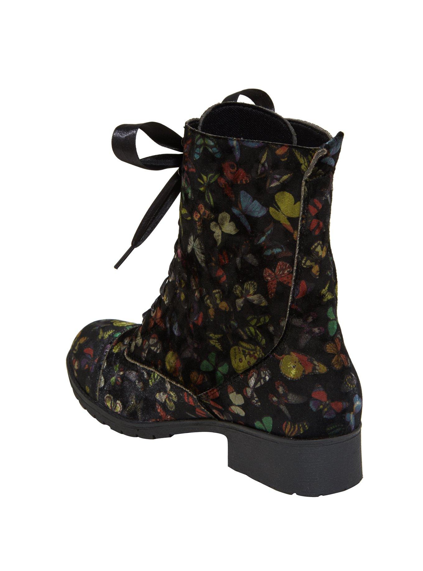 Butterfly Velvet Combat Boots, , alternate