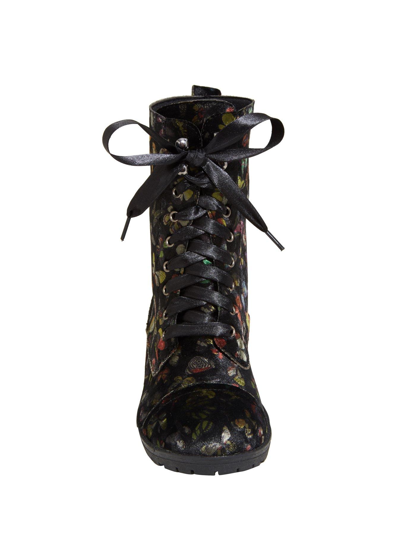 Butterfly Velvet Combat Boots, , alternate