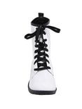 White Patent Faux Leather Combat Boots, , alternate