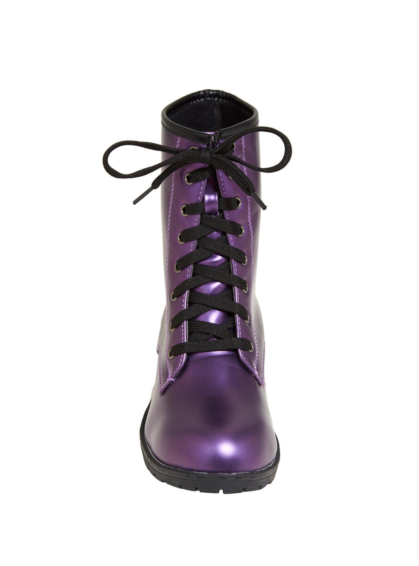 Purple Shine Combat Boots, , alternate