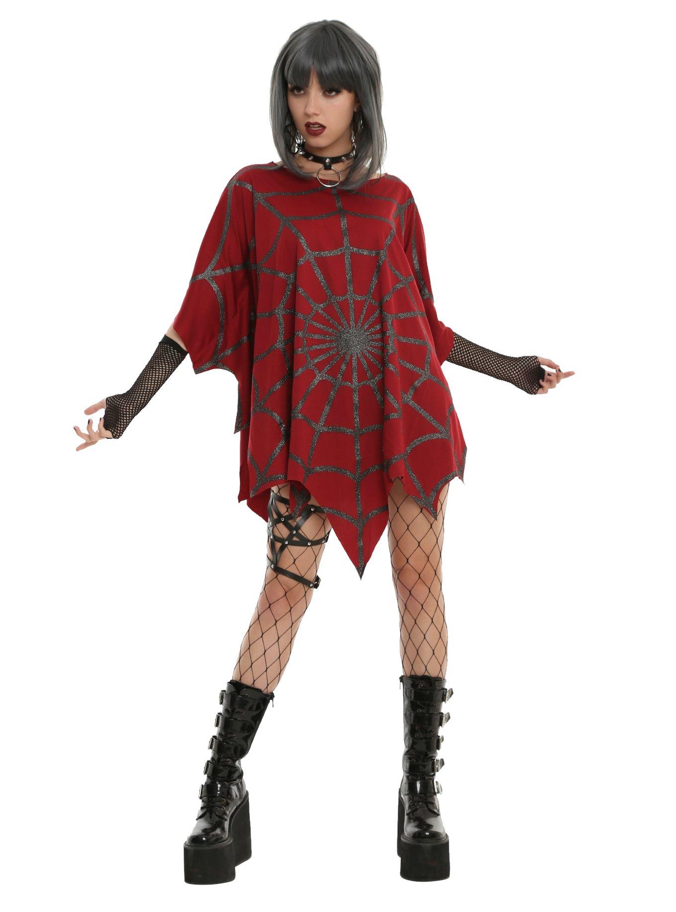 Glitter Web Red Poncho, , alternate