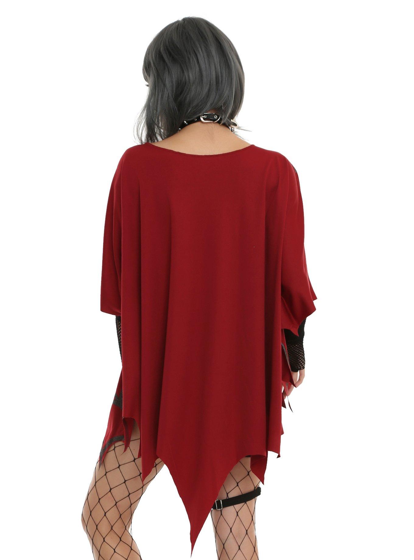 Glitter Web Red Poncho, , alternate