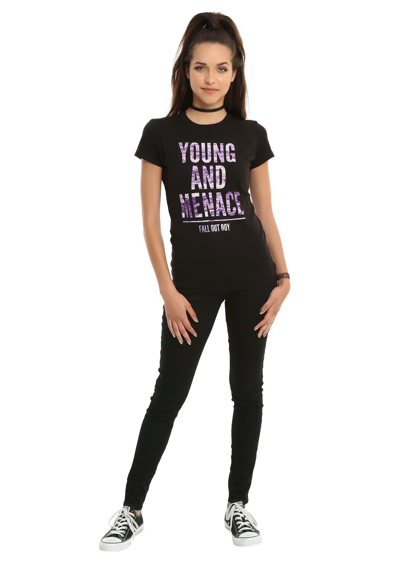 Fall Out Boy Young And Menace Girls T-Shirt, BLACK, alternate