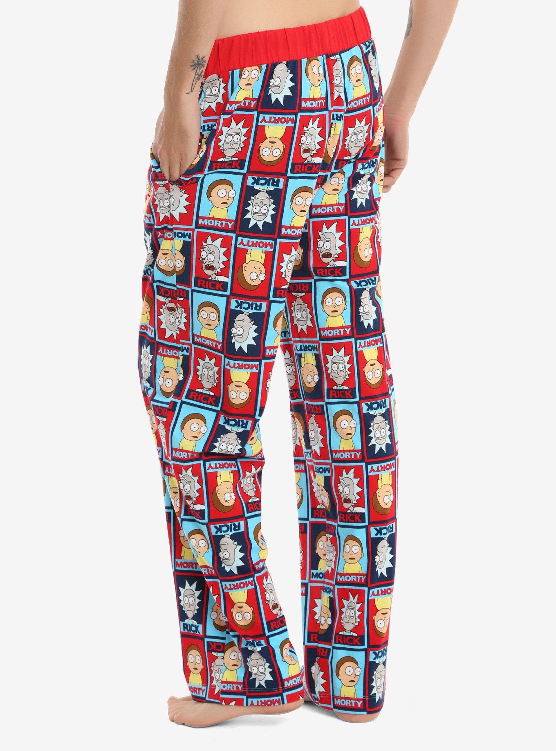 Rick And Morty Faces Print Guys Pajama Pants, , alternate