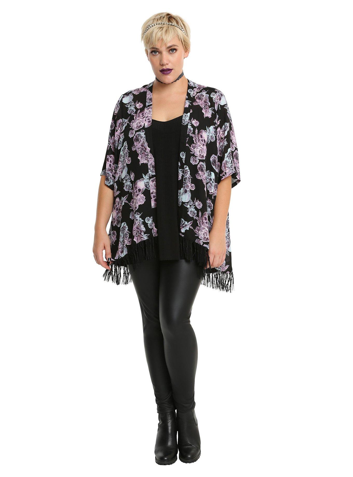 Skull & Roses Kimono Plus Size, , alternate