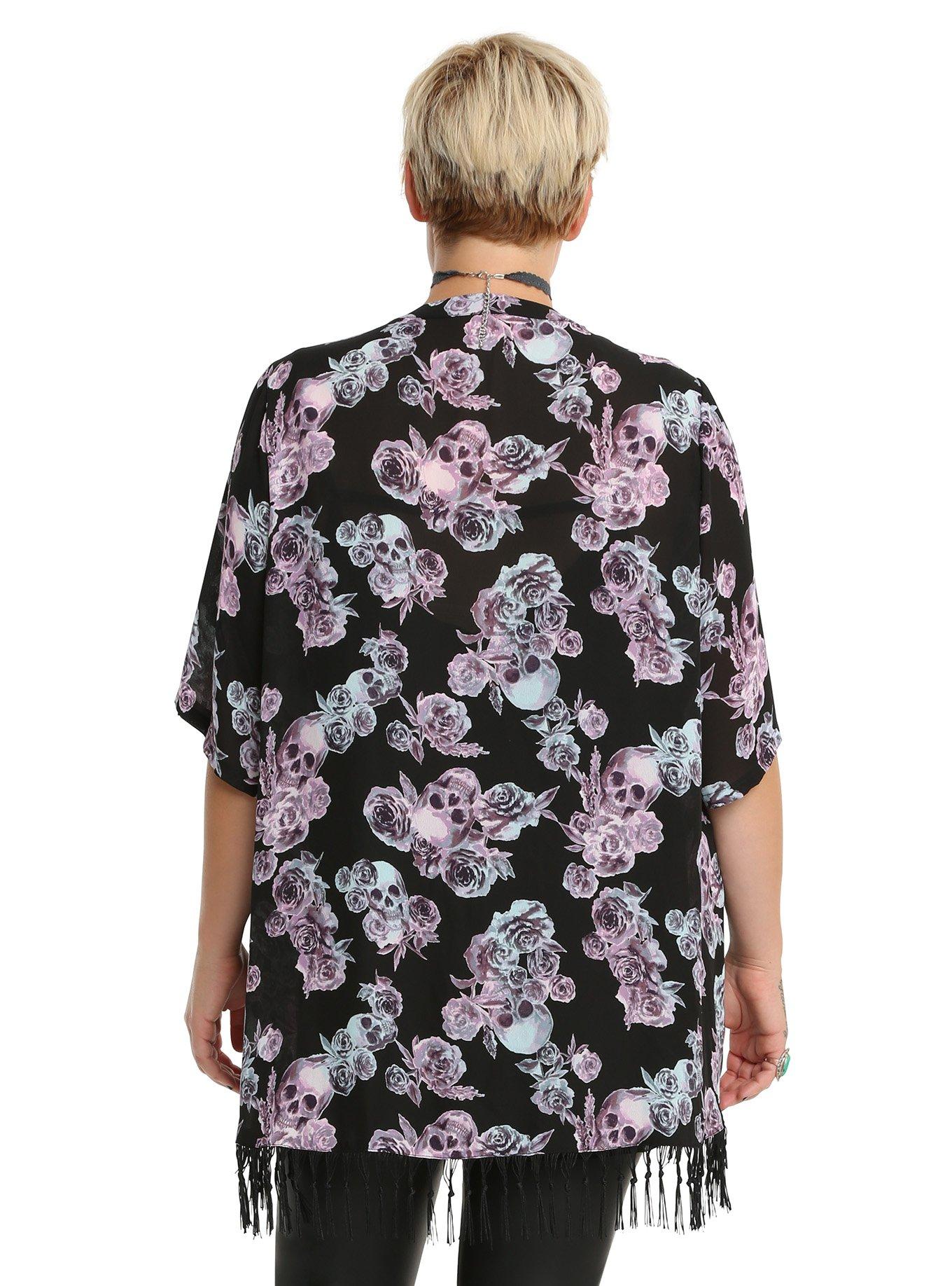 Skull & Roses Kimono Plus Size, , alternate