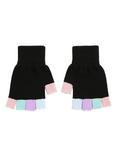 Pastel & Black Multi-Colored Fingerless Gloves, , alternate