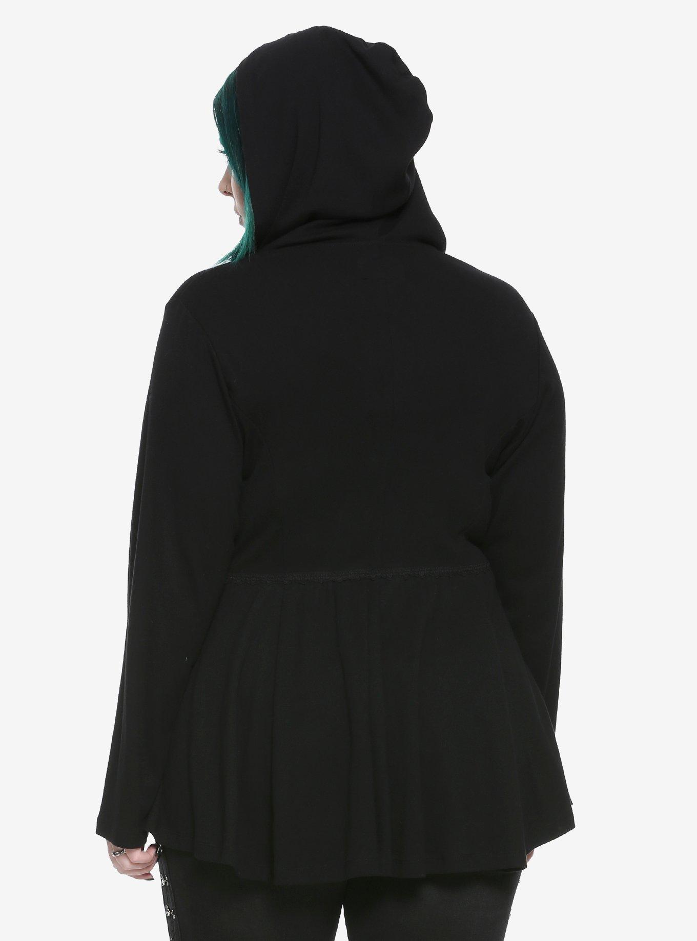 Royal Bones By Tripp Black Lace-Up Girls Hoodie Plus Size, , alternate