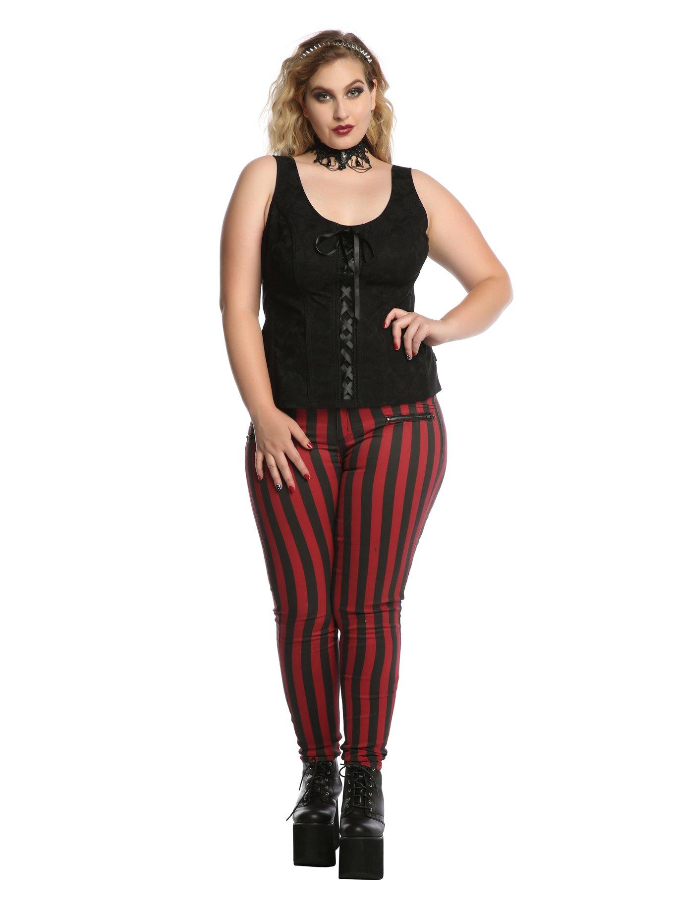 Tripp Black Lace-Up Corset Plus Size, , alternate