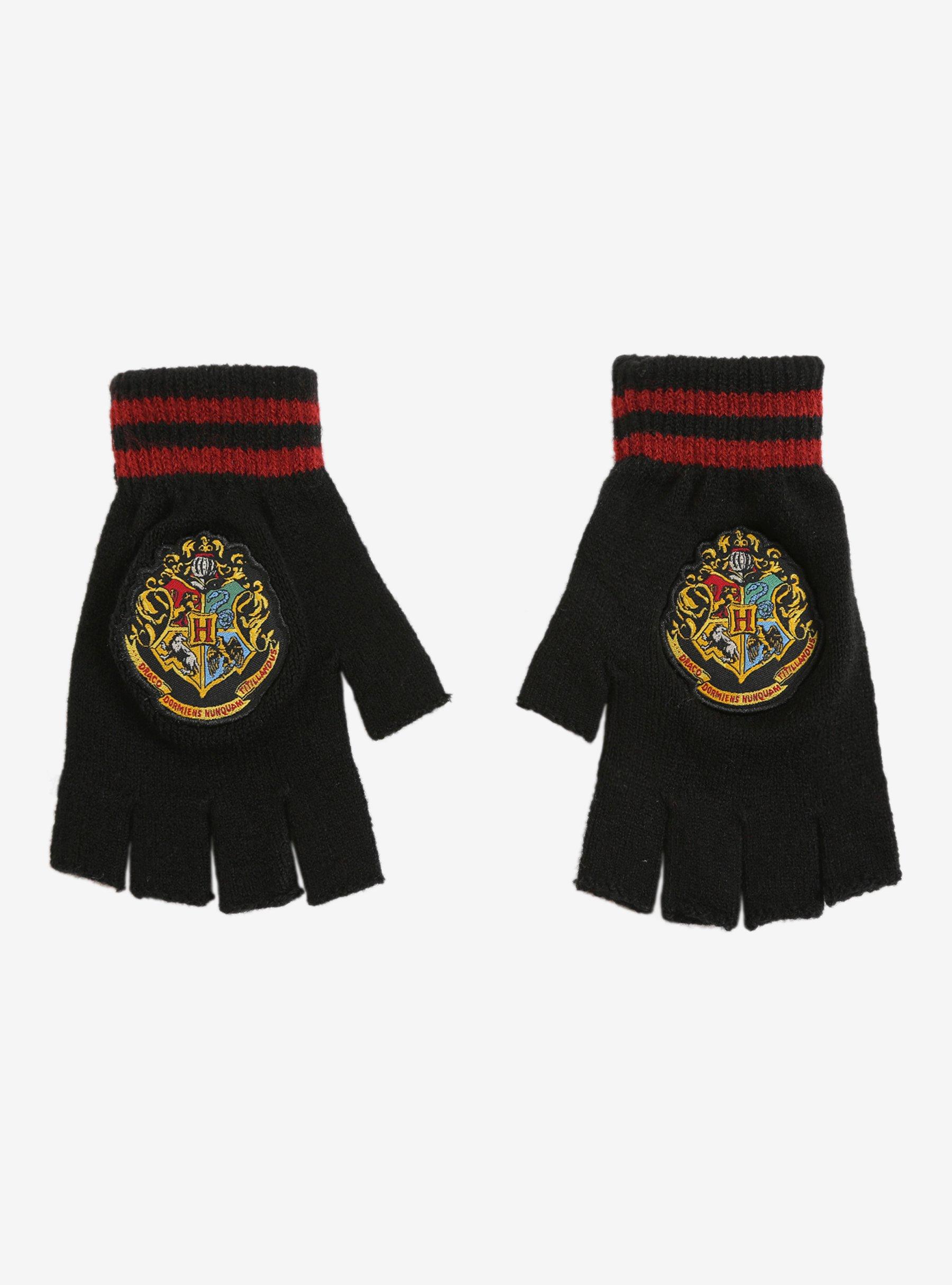 Harry Potter Hogwarts Crest Fingerless Gloves, , alternate