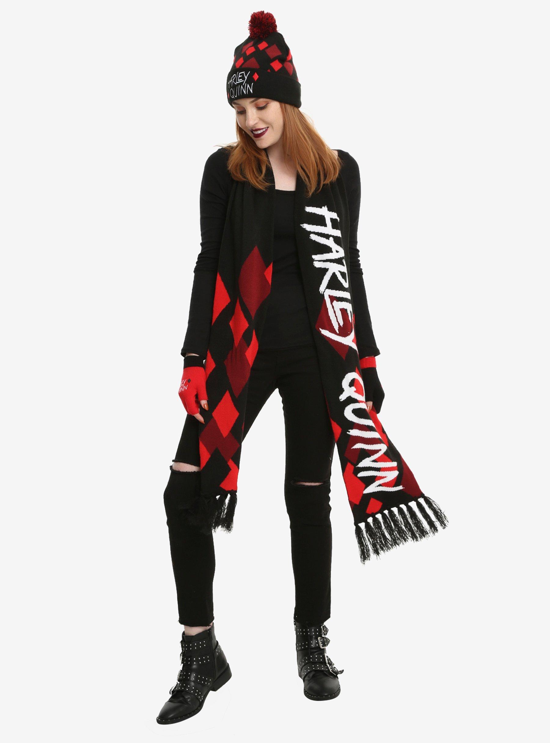 Harley Quinn Diamond Pom Watchman Beanie, , alternate