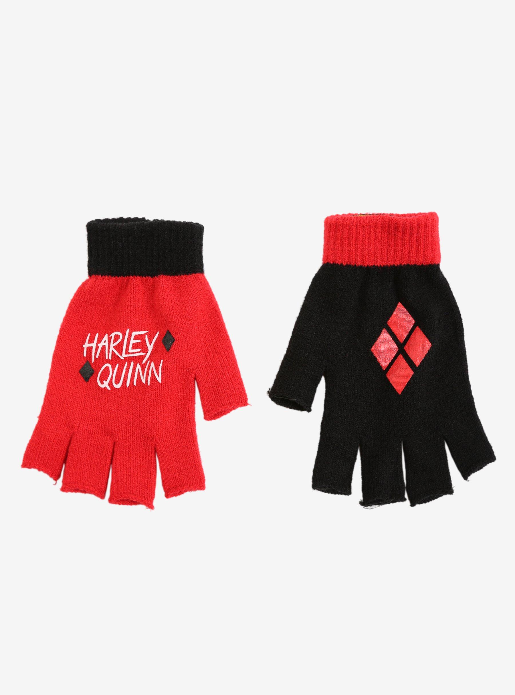 DC Comics Harley Quinn Fingerless Gloves, , alternate