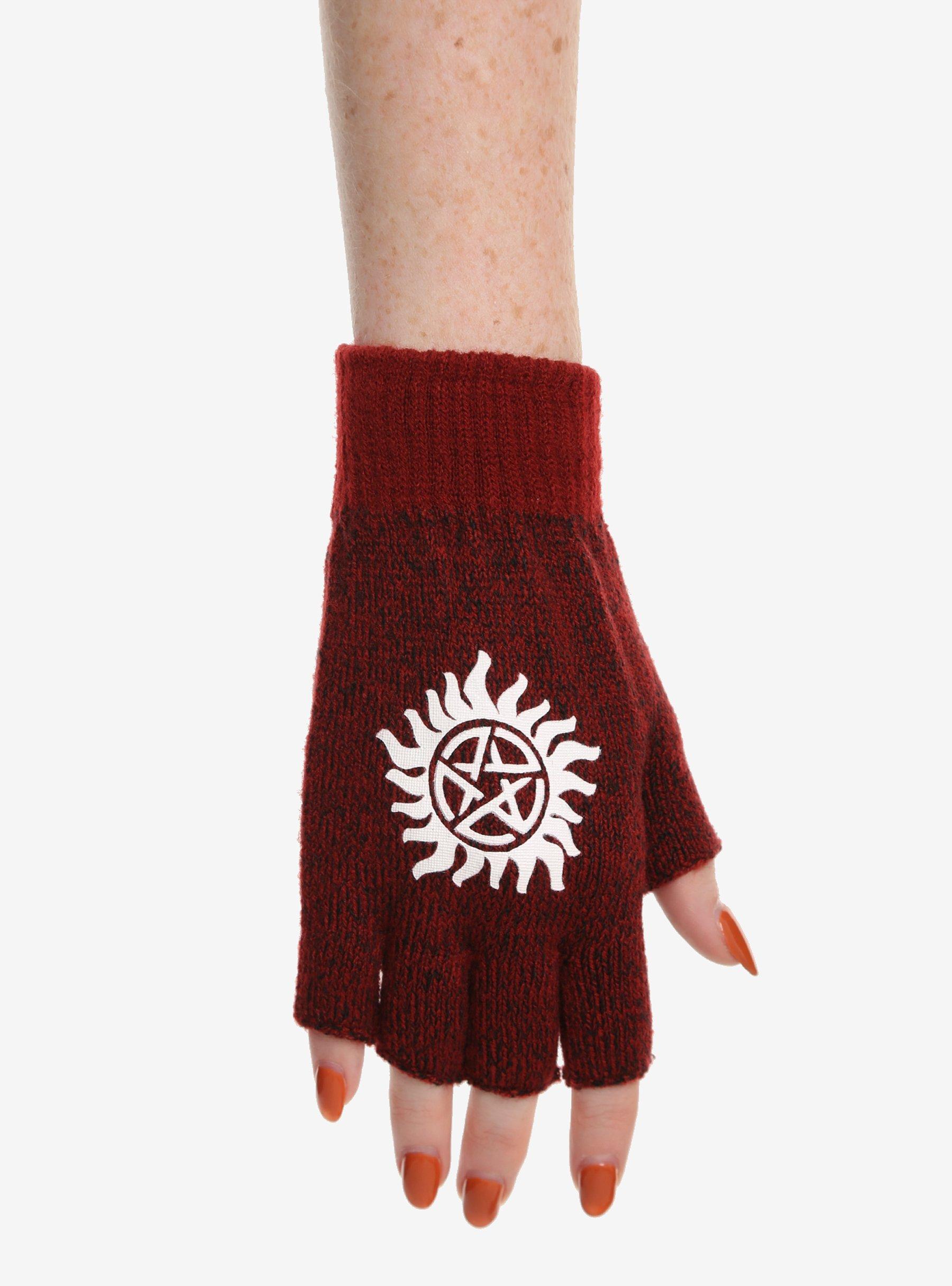 Supernatural Red Fingerless Gloves, , alternate