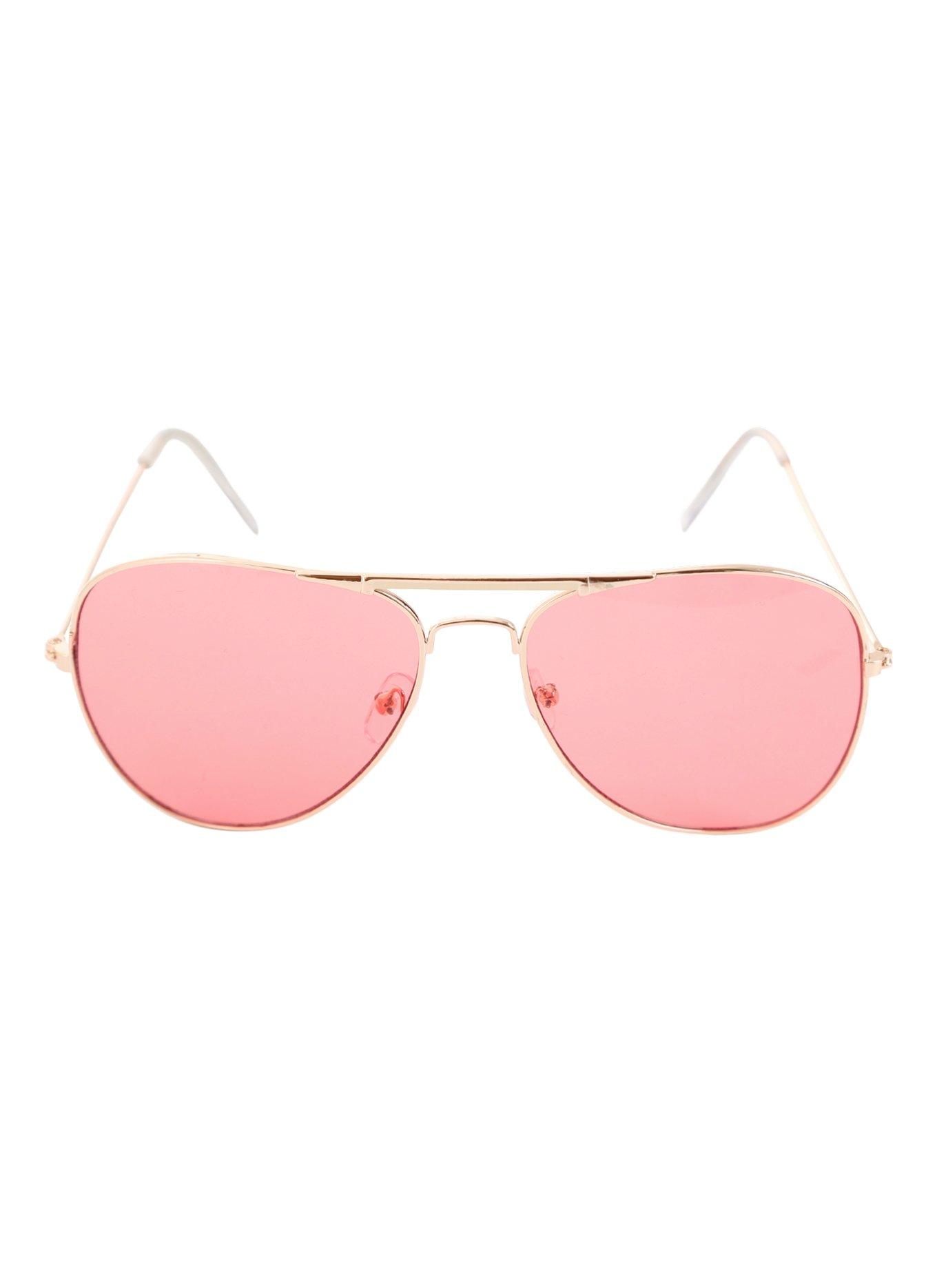 Pink Lens Aviator Sunglasses, , alternate