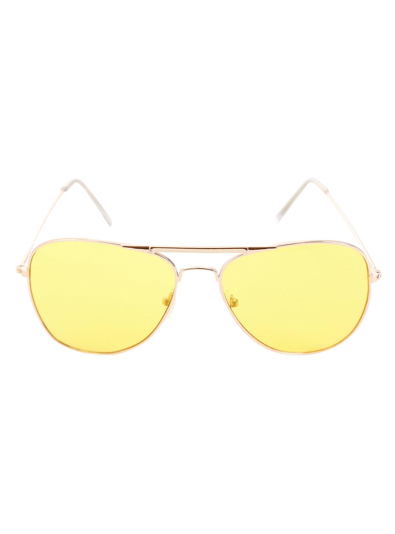 Yellow Lens Aviator Sunglasses, , alternate