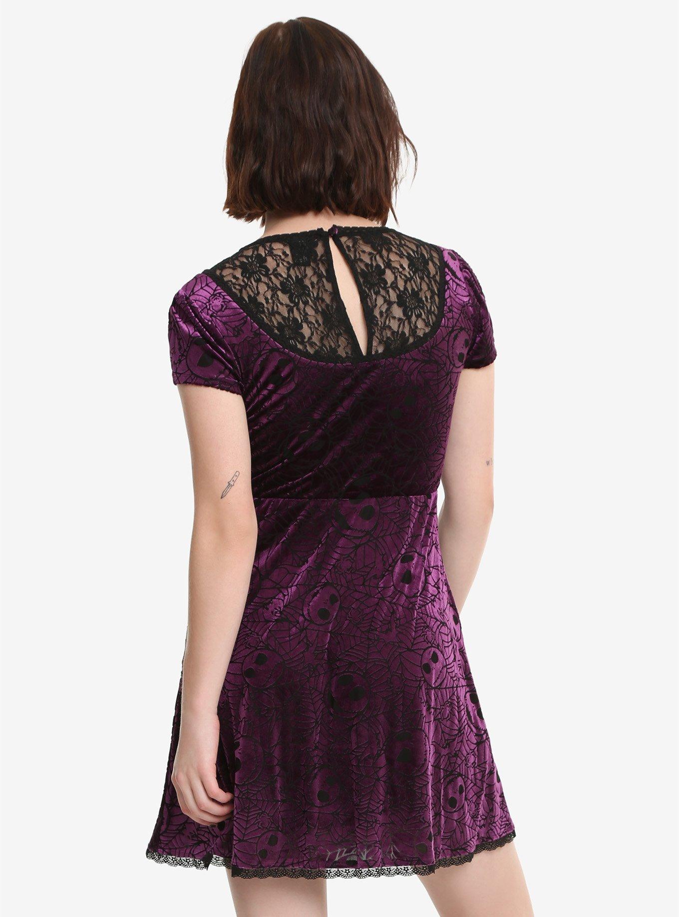 The Nightmare Before Christmas Purple Web Burnout Dress, BLACK, alternate