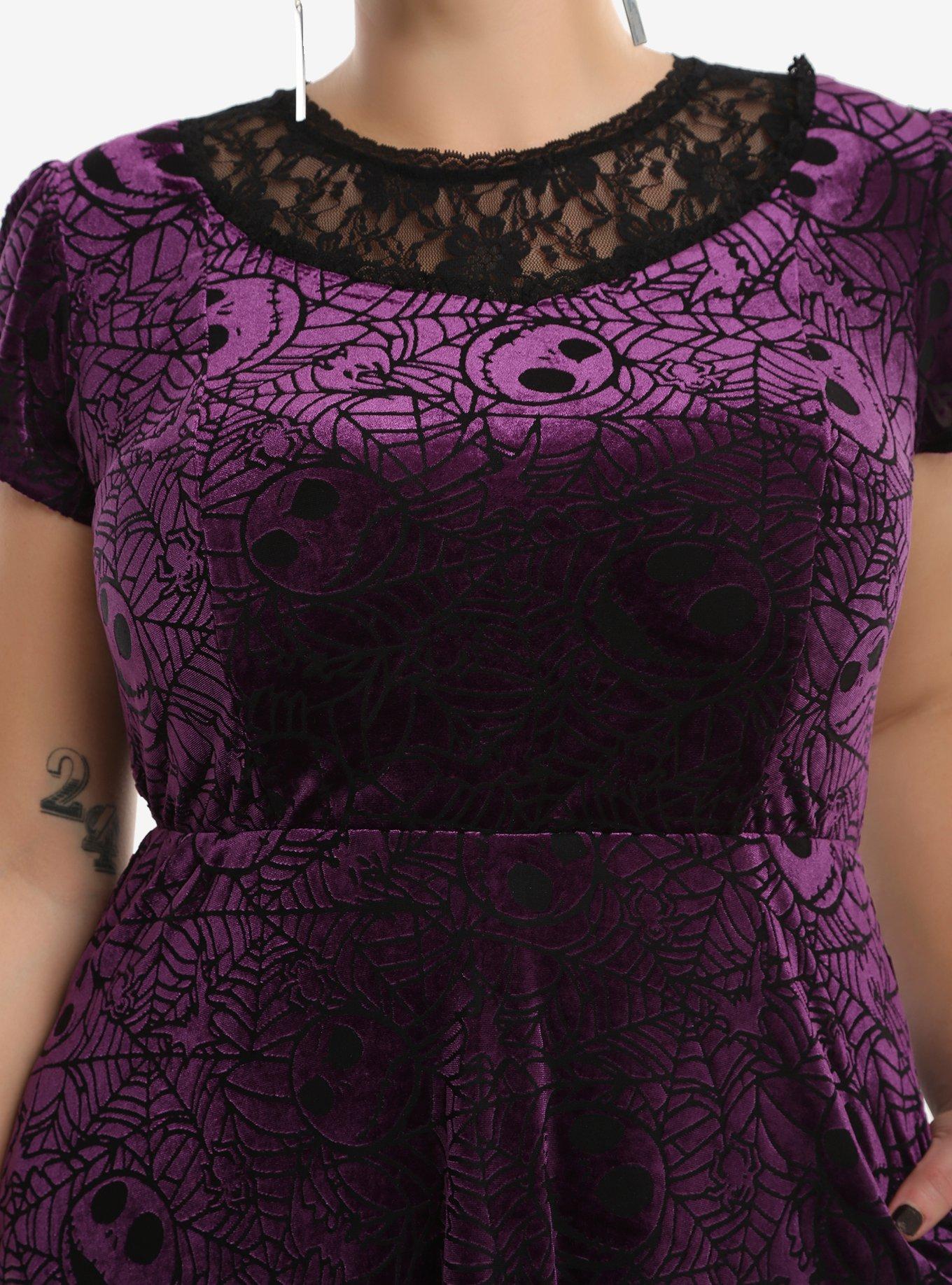 The Nightmare Before Christmas Purple Web Burnout Dress Plus Size, BLACK, alternate