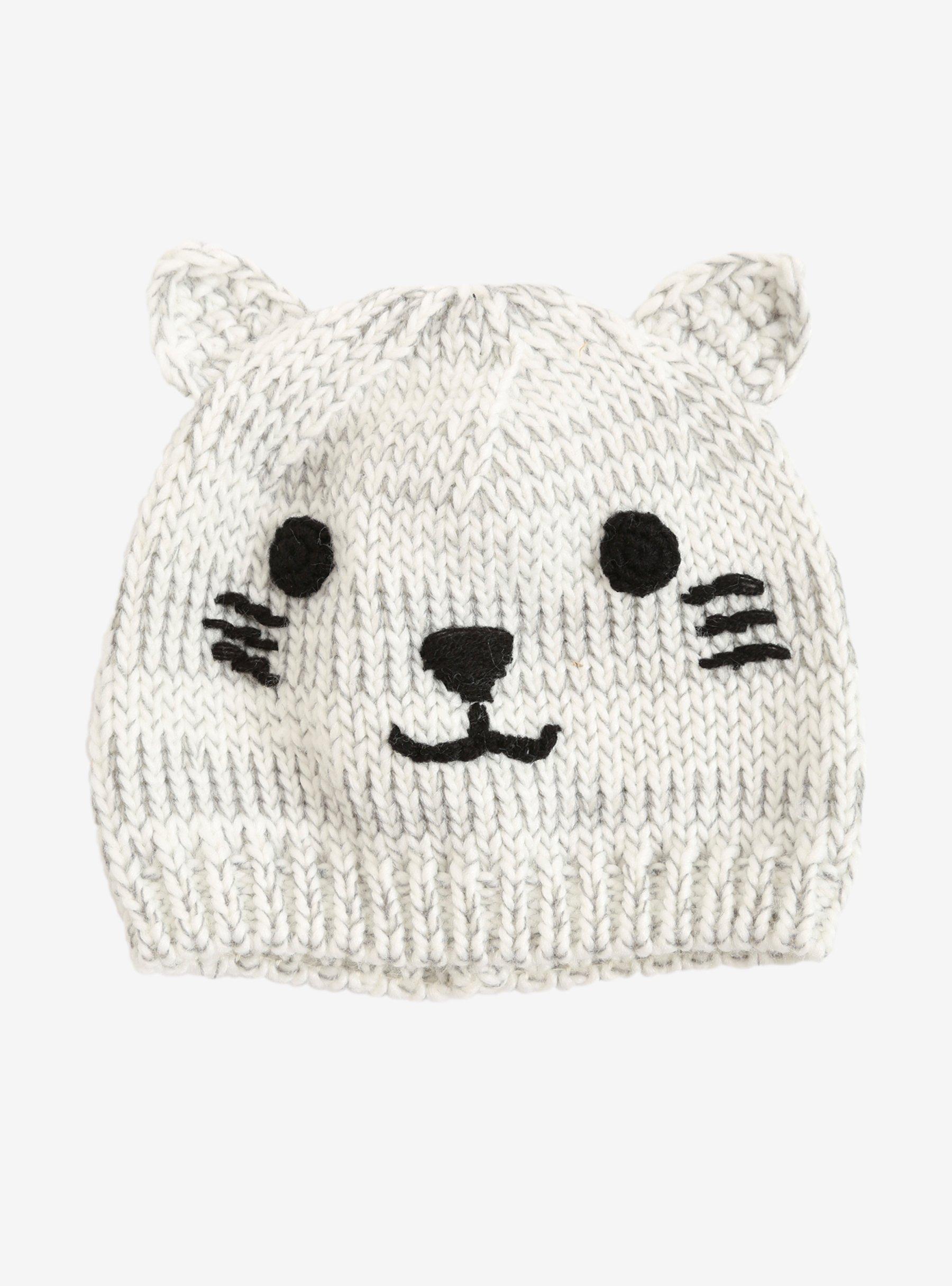 Cat Face Crochet Beanie, , alternate